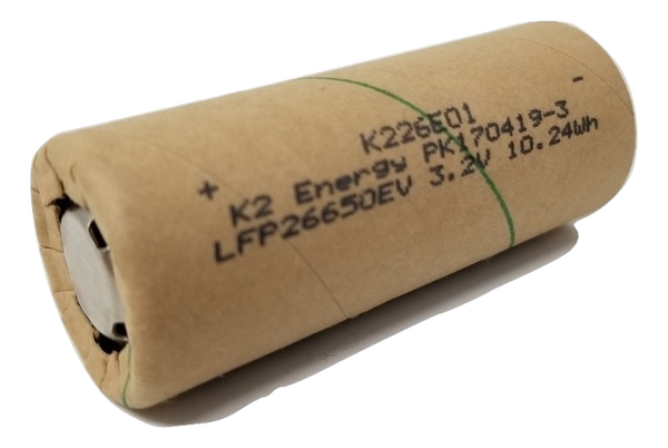 16 K2 26650 LFP26650EV 3200mah 10.24wh Lifepo4 White Vinyl NEW