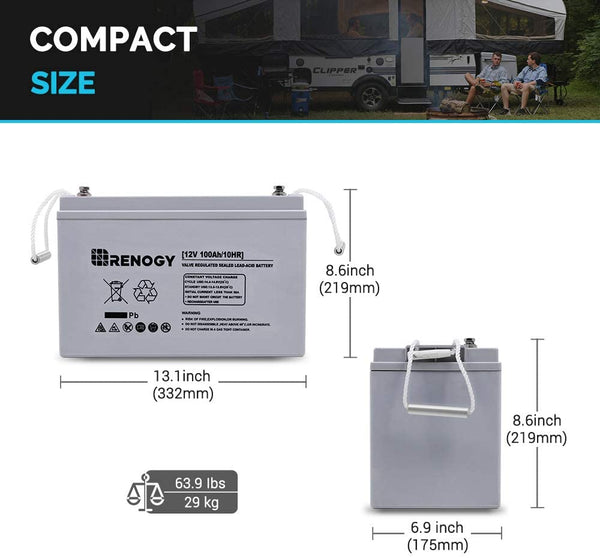 NEW Renogy 12V 100Ah Deep Cycle AGM Battery