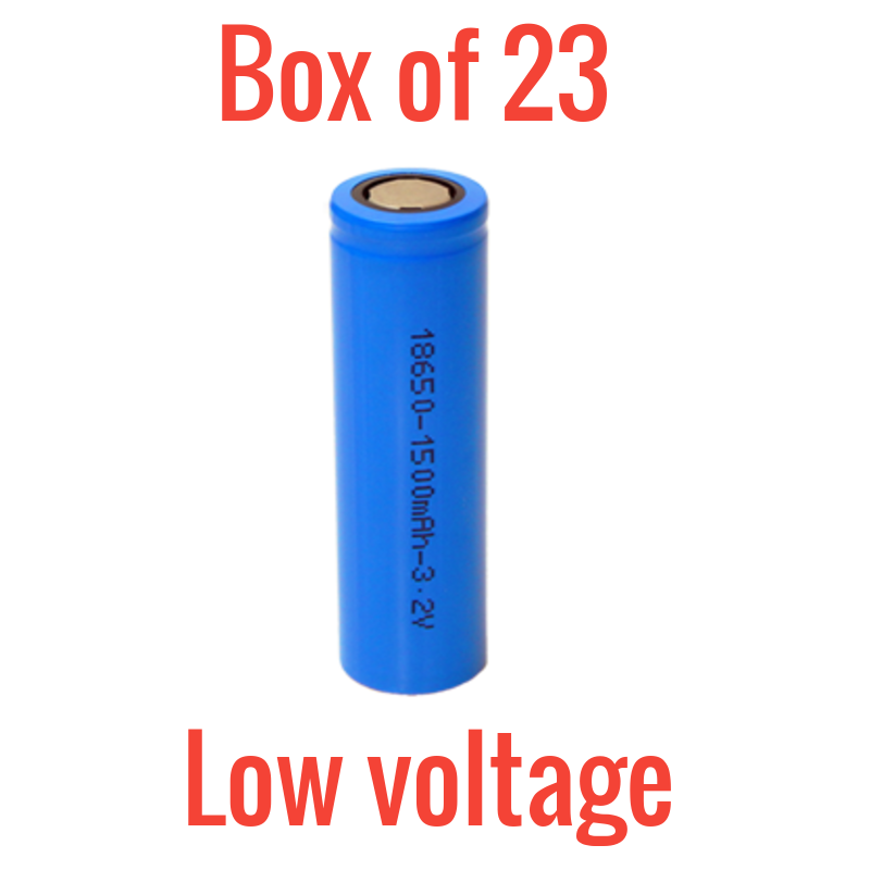 Low voltage Box of 23 NEW 3.2v 1500mah 18650 Lifepo4 cells