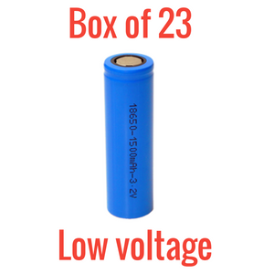 Low voltage Box of 23 NEW 3.2v 1500mah 18650 Lifepo4 cells