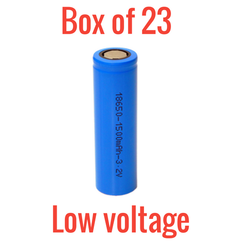 Low voltage Box of 23 NEW 3.2v 1500mah 18650 Lifepo4 cells