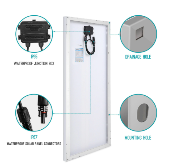 100 Watt 12 Volt Monocrystalline Solar Panel (Compact Design)