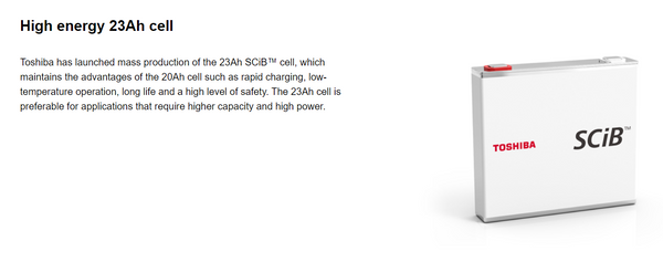 Toshiba SCiB 2.3v 23ah LTO Cells